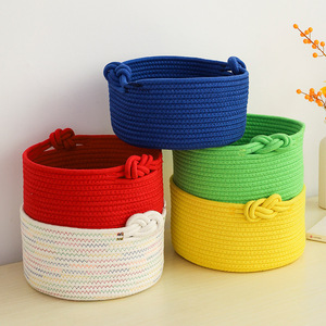Cotton Rope Storage Basket Round <b>Large</b> Eco Friendly Desktop Organizer For Cosmetics And Keys - Product Image 2