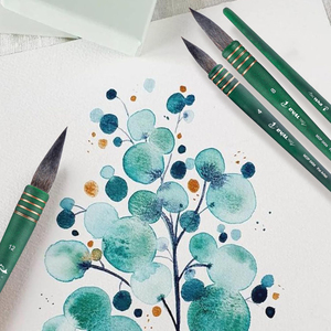 Set di pennelli per <span class=keywords><strong>pittura</strong></span> ad acquerello di alta classe in lana scoiattolo 4 pezzi Set di pennelli a punta rotonda verde - Product Image 6