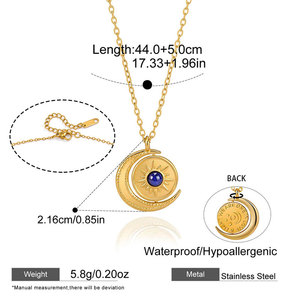 Collar Giratorio de Moda con Colgante de Sol y Luna, Chapado en Oro de 14k y 18k, de Acero Inoxidable 316, Resistente al Agua y al Deslustre, para Mujer - Product Image 6