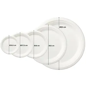 Assiettes rondes jetables écologiques 100% biodégradables et compostables - Product Image 3