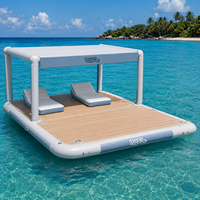 Plateforme flottante gonflable robuste en PVC avec surface antidérapante en EVA pour lac, océan, jet ski et pêche