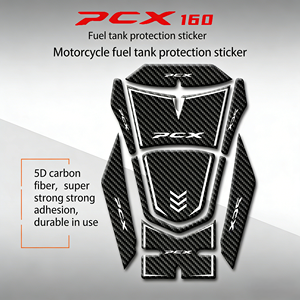 Pegatina Lateral para la Tapa del Tanque de Combustible PCX160, Aplicable en 2021, Accesorios para Motocicleta, Decoración, Mantenimiento, Fibra de Carbono 3D, Cuero PU - Product Image 5