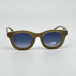 Kacamata hitam bingkai kecil bulat Logo kustom kacamata hitam mode desain warna ganda murah Retro Vintage