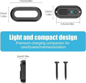 เต้ารับ USB 12V สำหรับรถบ้าน พร้อมพอร์ต PD 30W คู่ และช่องชาร์จ<span class=keywords><strong>เร็ว</strong></span> QC3.0 พร้อมไฟแสดงสถานะสีน้ำเงินและสวิตช์ - Product Image 5