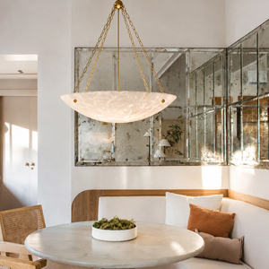 Artistic Large Bowl Faux Alabaster Pendant <b>Light</b> Suspension Lamp For Villa <b>Dining</b> Room High End Residential House Lighting - Product Image 3