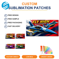 Patchs de sublimation personnalisés en gros, prix d'usine, faible MOQ, badges thermocollants couleur intégrale pour vêtements, chapeaux et sacs
