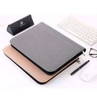 Carpeta de documentos personalizada para negocios, carpeta de documentos con cremallera, cuero PU, A4
