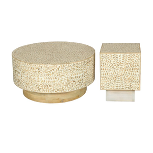 โต๊ะกาแฟทำจากไม้ทรงกลมที่มีความโดดเด่นของช่างฝีมือดีไซน์งานฝีมือพร้อมรายละเอียดที่ซับซ้อนเหมาะสำหรับห้องนั่งเล่น - Product Image 3