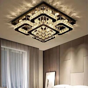Lámpara de Techo <span class=keywords><strong>LED</strong></span> Rectangular Moderna para Interiores, Cristal, Regulable, 3 Colores, Control Remoto, Base de Acero Inoxidable de Lujo, para Sala de Estar - Product Image 2