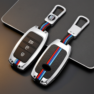 Vente en gros OEM de coque de clé de voiture en alliage de zinc + silicone, protection de clé de voiture avec <span class=keywords><strong>porte</strong></span>-clés en métal, compatible avec <span class=keywords><strong>Kia</strong></span> - Product Image 1