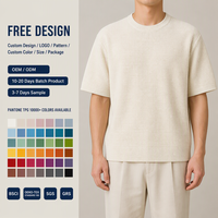 T-shirt en maille gaufrée personnalisé pour homme, col rond, rose poudré, anti-plis, manches courtes, décontracté pour l'été