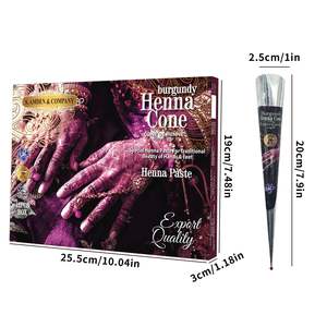 Paquete de 4/12 de pasta de tatuaje de Henna granate Borgoña-Mancha de arte corporal natural para tatuajes temporales-Fórmula vegana segura - Product Image 3