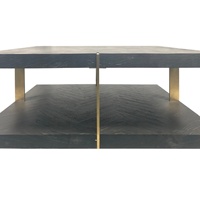 Tables basses de luxe en bois avec placage en chêne, design moderne, carrées et rectangulaires, avec structure en métal doré
