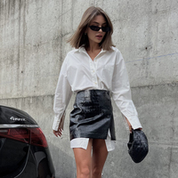 Frühlings kleidung 2024 Mode Neue Damen bekleidung Langarm Weißes Hemd und Schwarzes Minirock korsett Zweiteiliges Co Ord Set Damen