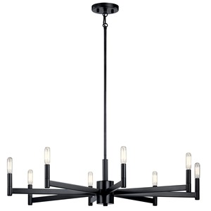 Black - Framed Chandelier with Clear <b>Crystal</b> Rods, Industrial - Glam Style for Hotel Lobbies - Product Image 6