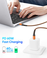 Cable USB C trenzado de nailon SUNGUY, 60W 3A, cable de datos de carga rápida, cable USB, carga rápida para el mercado europeo