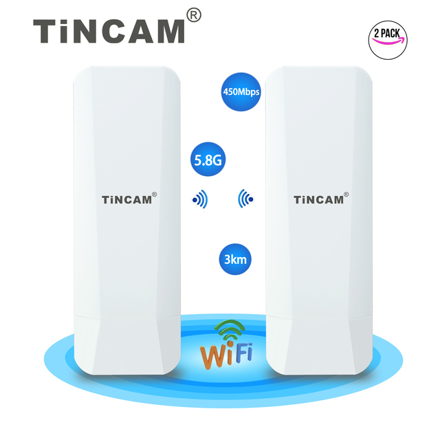 TiNCAM Outdoor 5.8G 3KM Network POE Wireless Access Point Indoor Application Outdoor Point to Point Wi-Fi Bridge