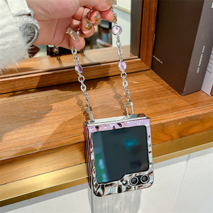 Samsung Galaxy Z Flip 6 için kadın elektroliz su oluklu katlanır ekran telefon kılıfı koruyucu kapak vida bilezik - Product Image 6
