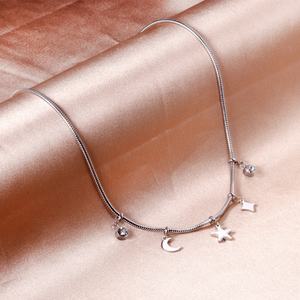 Collar con Colgante de Estrella y Luna de Diamantes, Diseño Nuevo 2022, Joyería Popular de Acero Inoxidable, Chapado en Oro de 18k - Product Image 6