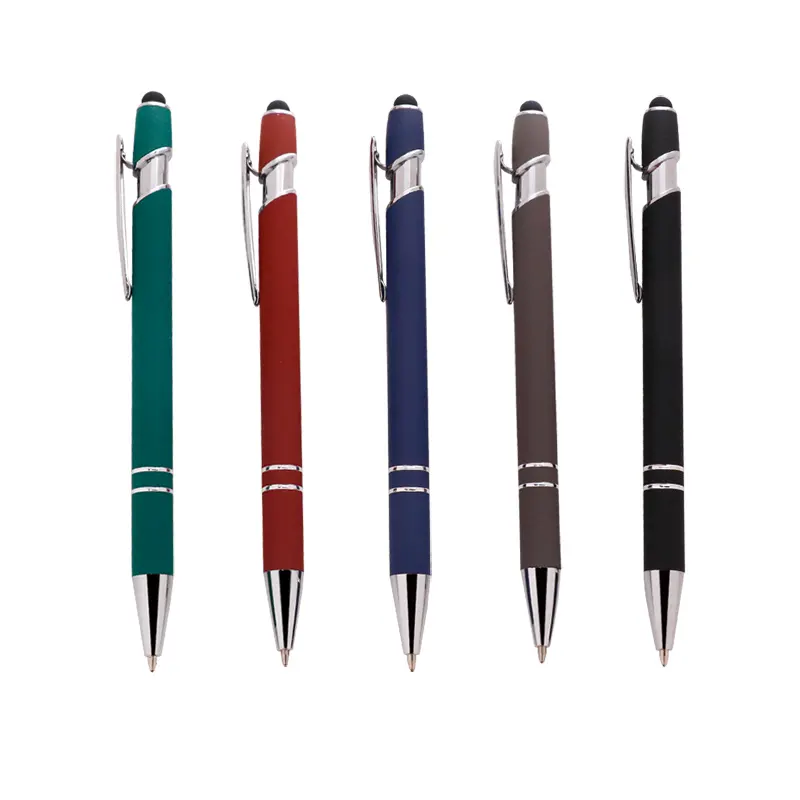 New Design Ballpoint Pen Metal Press Pen with Logo Ballpoint Soft Touch Ballpoint Pen with Stylus