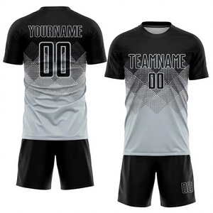Ensemble de maillots de football personnalisés noir et rose, impression sublimée, polyester respirant, col rond, manches courtes, coupe athlétique, unisexe, adulte - Product Image 2
