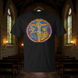 Camiseta premium cristiana con diseño abstracto de Jesús en la cruz - Product Image 3