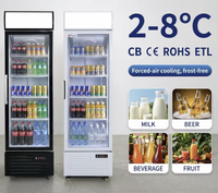 Réfrigérateur commercial vertical à refroidissement par air, sur mesure OEM, avec 1/2/3 portes vitrées