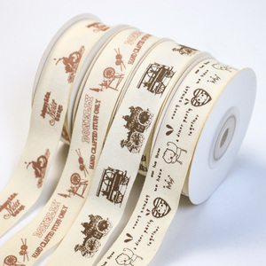 Lujoso logotipo personalizado <span class=keywords><strong>cinta</strong></span> de sarga de algodón de 5/8 pulgadas <span class=keywords><strong>cinta</strong></span> de regalo impresa ecológica <span class=keywords><strong>para</strong></span> embalaje de regalo decoración de manualidades DIY - Product Image 1