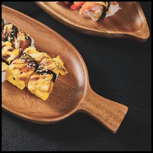 Wooden <b>Tray</b> Leaf Shaped Solid Wood Serving Platter For Food Coffee Tea - Product Image 5