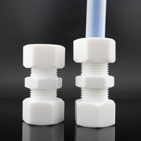 Raccord de compression droit en PTFE, connecteur de tube réducteur égal, résistant aux acides et à la corrosion pour le transfert de fluides corrosifs