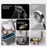 Juego de ducha inteligente de lujo ligero con doble grifo LED, barra deslizante, pantalla digital inteligente y temperatura constante al por mayor