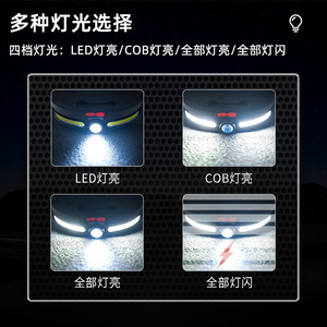 ไฟหน้าแบบใช้พลังงานแสงอาทิตย์ 2000mAh LED แสงคู่ สำหรับกิจกรรมกลางแจ้ง ตกปลา ปั่นจักรยาน ชาร์จซ้ำได้ ปรับความสว่างได้ - Product Image 5
