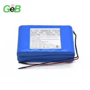 1000 Deep Cycle 10Ah แพ็คแบตเตอรี่ GEB 11.1V 18650 3S4P 10000MAh เพิ่ม BMS แสง12V Li-Ion Max Hidup Baterai