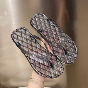 Tongs pour femmes en cristal transparent avec motif diamant, ajourées et à drainage d'eau, pour l'été, l'extérieur et la plage - Product Image 3