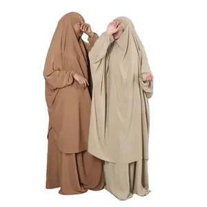 High Quality Modest Nida Niqab Khimar Abaya Women Muslim Dress Islamic Clothing Butterfly Two Piece Set Prayer Abaya