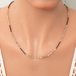 Collier en pierre naturelle, chaîne de clavicule en or 18 carats, chaîne de pull tendance, bijoux automne-hiver - Product Image 3