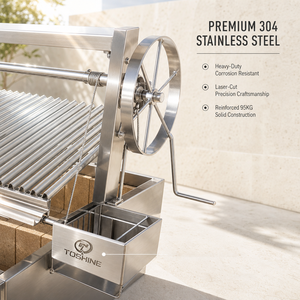 <span class=keywords><strong>Barbecue</strong></span> à charbon de bois argentin intégré en acier inoxydable 304, hauteur réglable, revêtement en briques réfractaires, cuisine extérieure - Product Image 3