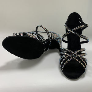 Zapatos de Baile Latino con Incrustaciones de Diamantes para Mujer Tacón Alto de 9 cm Suela Blanda Sandalias de Salón para Fiesta Boda Salsa - Product Image 3