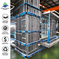 Système de coffrage en aluminium pour bâtiment au design moderne, dalle en béton haute capacité, taille réglable, réutilisable, recyclable, attache plate 3D
