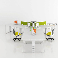 Station de travail modulaire triangulaire personnalisable KALN 120, table de bureau en plan ouvert, finition mélamine, espace de travail informatique flexible, moderne