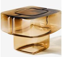 Nouveautés Table basse carrée en verre soufflé jaune clair 20'' L520*W520*H390mm 520mm, table d'appoint pour salon