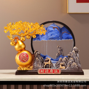 Nueva Figura de Arte Folclórico Esculpida en Resina Epoxi con Diseño de Paisaje de Calabaza China, Adorno de Arenas Movedizas para Sala de Estar, Mueble de TV, Entrada - Product Image 2