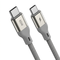 Câble de charge USB tressé en alliage d'aluminium Type-C vers Type-C 65W pour smartphone, tablette, ordinateur portable, voiture, voyage