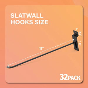 Heavy Duty slatwall <b>hooks</b> 10inch <b>Display</b> <b>Hook</b> Durable Easy Install 30lbs Capacity Black Slatwall Storage OEM - Product Image 6