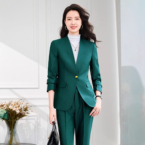 Women's Suit Set Polyester Worsted Full Sleeve Autumn Anti-Wrinkle Office Lady Professional Slim Fit - Product Image 3