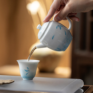 Guanlan Hand-Painted Porcelain Teapot Round With Lid Autumn Water Design Kung Fu <b>Tea</b> <b>Set</b> Single Teapot Afternoon <b>Tea</b> Use - Product Image 3