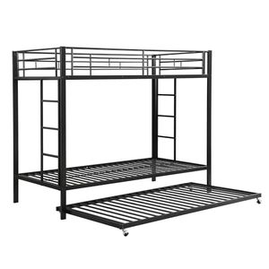 <span class=keywords><strong>Lit</strong></span> superposé moderne 140x200cm & 90x200cm en métal avec 2 tiroirs de rangement noir (sans matelas) pour salon et hôtel - Product Image 6