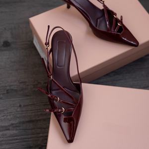 Sandalias de tacón fino con correa para mujer, elegantes y únicas, estilo puntiagudo, para primavera y verano al aire libre. - Product Image 3