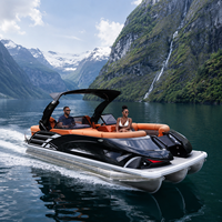 Bateau ponton tri-toon en aluminium et fibre de verre haute performance de 22 pieds - Pêche sportive - 12 personnes - Arche électrique - Moteur approuvé CE - Remorque
