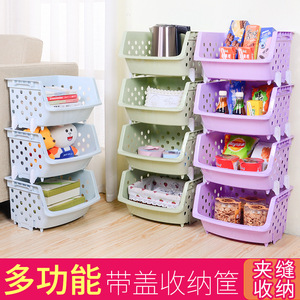 Panier de rangement en plastique à 4 niveaux avec couvercle et poignées pour l'organisation des légumes dans la cuisine - Product Image 4